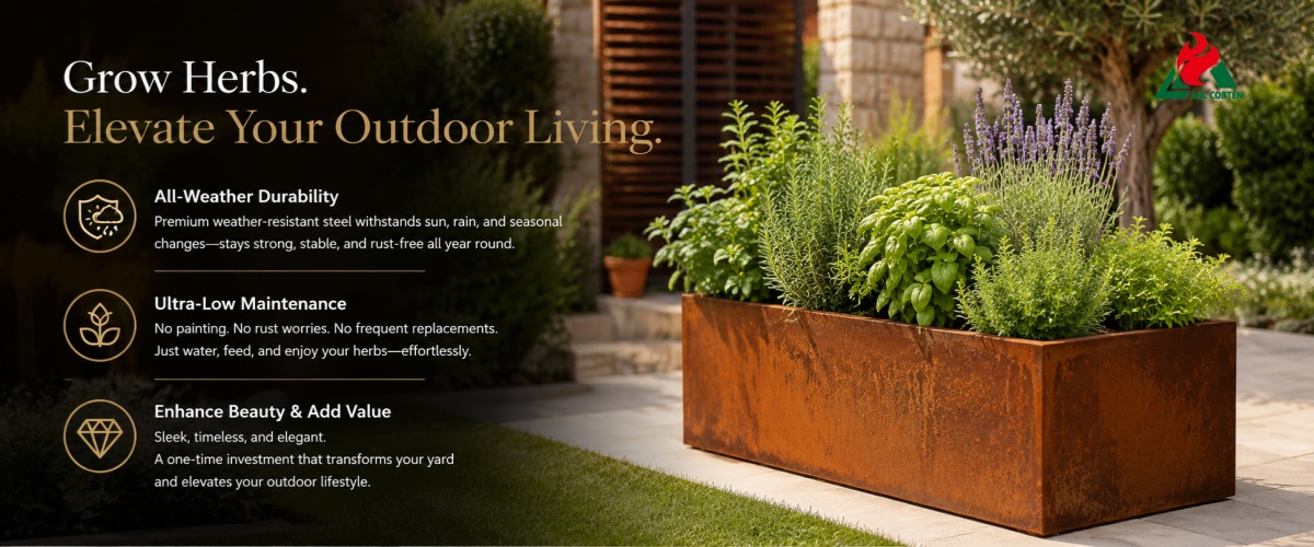 High-Quality Rusted Planter Box 